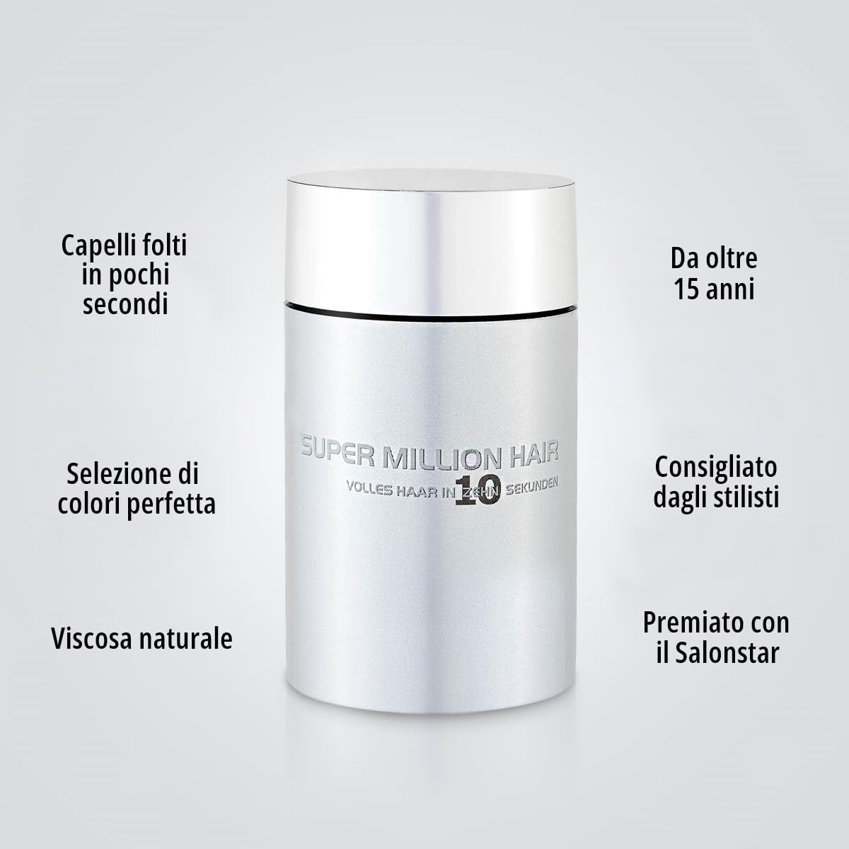 Super Million Hair fibre per capelli, correttore di perdita di capelli di alta qualità, per un aspetto più folto, 25gr - immagine 4